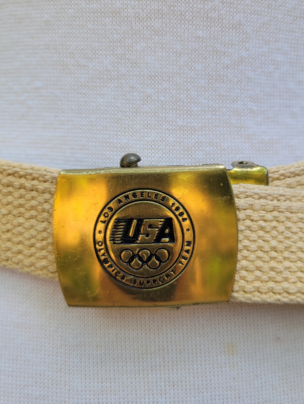 Vintage Levi’s 1984 LA Olympics USA Brass Buckle Canvas Belt